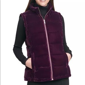 NEW Calvin Klein Velvet Mock-Neck Zip Up Vest